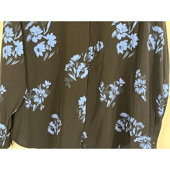 H & M Top Women 12 Blue Floral Western Boho Retro Classic Flowy Summer Concert - Picture 6 of 15